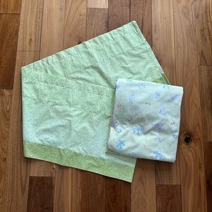 Vintage BabiesRUs crib sheet and window valance green animal print